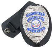 [ Police Badge Holder Leather w/Swivel ]