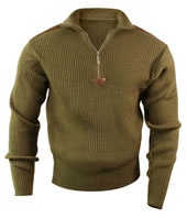 [ Acrylic Commando Sweater 1/4 Zip Olive Drab ]
