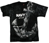 [ Vintage Military Navy Anchor T-Shirts Black ]