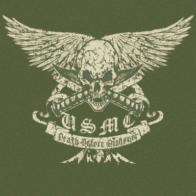 USMC Shirts Winged Skull T-Shirt Olive