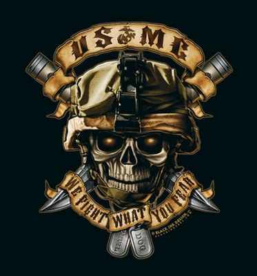 Military T-Shirts USMC Skull and Daggers Shirt