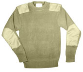 [ Military Style Commando Sweater Khaki Acrylic ]