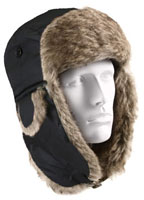 [ Military Flyer's Hats Black w/Synth Fur ]