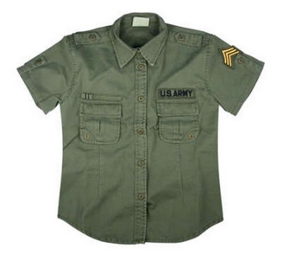 Womens Vintage Military Shirts Olive Drab 2XL