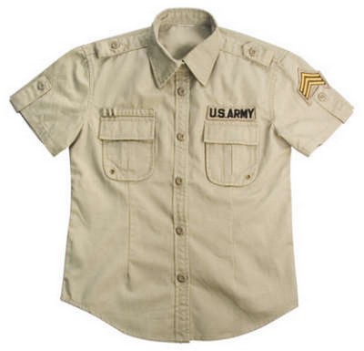 Womens Vintage Military Shirts US Army Khaki