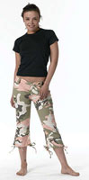 Womens Camo Capris Subdued Pink Camouflage Capri Pants