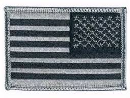 Reversed American Flag Embroidery Patch Black And Grey