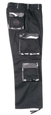 Camo Accent Fatigues Black/Camo Cargo Pants 2XL