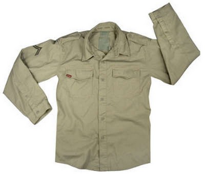 Vintage Military Shirts Khaki Long Sleeve Shirt