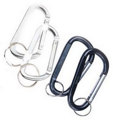 Jumbo 80Mm Carabiners With Key Rings Black