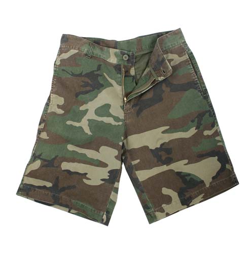 Woodland Camo Vintage Shorts Flat Front 5 Pocket
