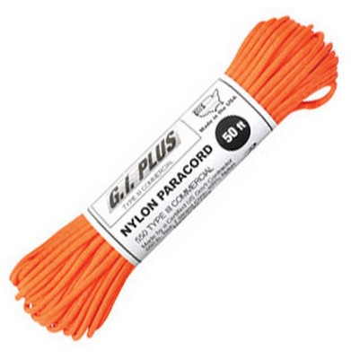 Safety Orange Type III Paracord 50 Foot