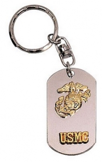 Silver Dog Tag Key Chains USMC Crest