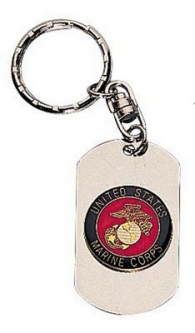 Silver Dog Tag Key Chains "US Marines in. Keychain