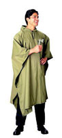 Military Style Rain Poncho - Nylon Olive Drab Ponchos