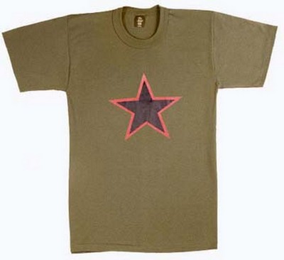 Military Shirts - Red China Star Olive Drab T-Shirt 3XL