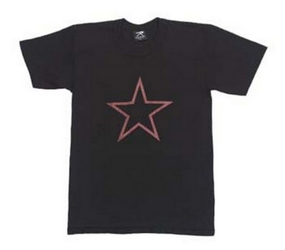 Military T-Shirts Red China Star Black T-Shirt Small