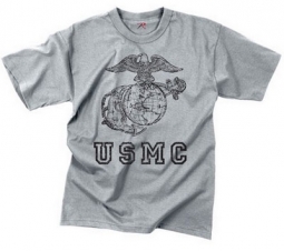 USMC Shirt Globe And Anchor T-Shirt Grey 2XL