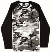 City Camouflage Shirts Raglan Long Sleeve Camo T-Shirts
