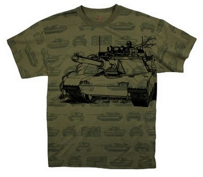 Men's Tank Camo Print T-Shirt Olive Drab 3XL