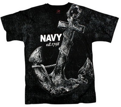 Vintage Military Navy Anchor T-Shirts Black