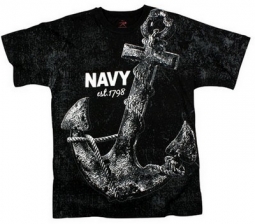 Vintage Military Navy Anchor T-Shirts Black 3XL