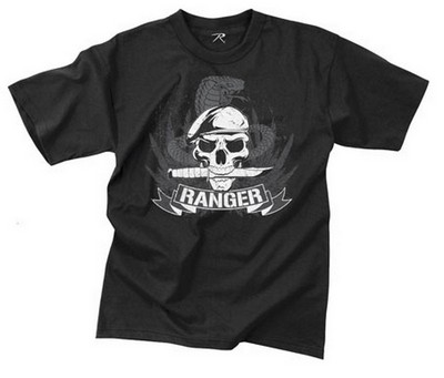 Army Ranger Skull Vintage T-Shirt Black