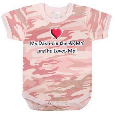 Baby's Camo Pink Heart Army Dad Infant Rompers
