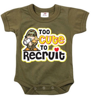 Military Infant Romper Too Cute To Recruit