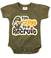 Military Infant Romper Too Cute To Recruit