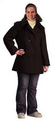 Women's Military Style Wool Peacoat Black