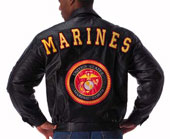Marine Logo Jacket Black Leather Marines Jacket 2XL