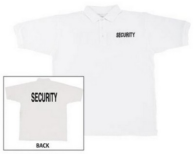 Security Logo White Golf Shirts Size 5XL