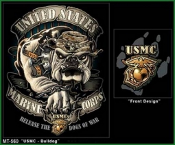 Military T-Shirts Black Ink USMC Bulldog Shirt 3XL