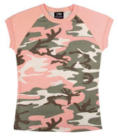 Womens Camouflage T-Shirts Subdued Pink Camo