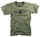 Vintage Military Slub T-Shirt Skull Wings 2XL