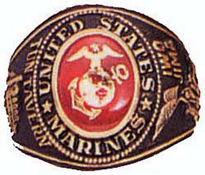 Military Rings Deluxe Engraved 18Kt Gold Electroplate Rings "Marines"