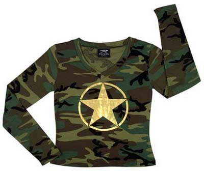 Camouflage Shirts Women's Camo Star Long Sleeve T-Shirts