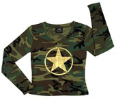 Camouflage Shirts Women's Camo Star Long Sleeve T-Shirts