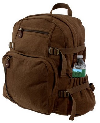 Vintage Backpack Earth Brown Canvas Backpack