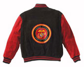 Marine Logo Jackets Suede Marine Varsity Jacket