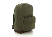 Olive Teardrop Backpack with Leather Accents