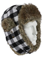 White Plaid Flyers Winter Hat W/Fur Lining