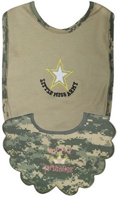 Infant's Army Princess Camouflage Two Bib Set