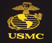 USMC T-Shirt Black/Gold Marine Logo T