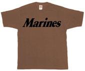 Faded Brown Marines Logo Military T-Shirt