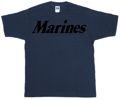 Faded Blue Marines Logo Military T-Shirt