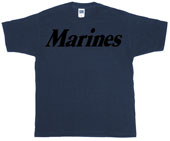 Faded Blue Marines Logo Military T-Shirt