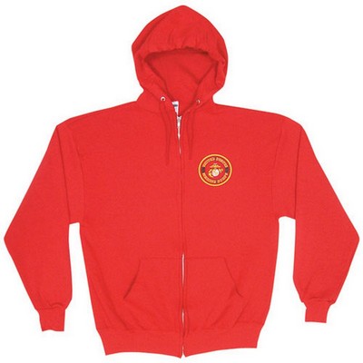Military Zipper Hoodie Marine Corps Red Sweatshirt