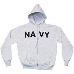 Navy Logo Military Sweatshirt Zip Hooded Sweatshirt